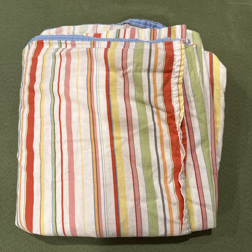 Ralph Lauren Queen Size Flat Sheet Harbor View 100% Cotton Multi Colored Stripe